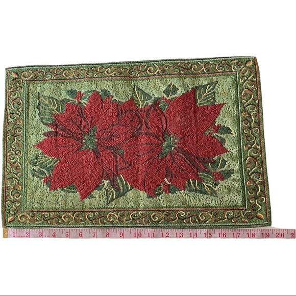 Set of 4 Christmas Poinsettias 20x12 Placemats - Picture 3 of 4